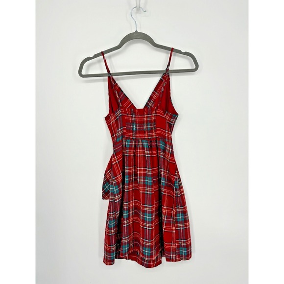 Urban Outfitters Dress Womens XS Red Plaid Sleeveless Mini Belted New - Picture 4 of 13